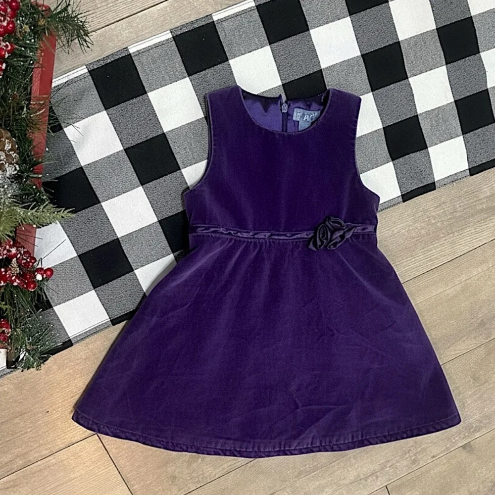 Vintage 90s Toddler Girl Purple Velvet Dress Children’s Place 3T Formal Holiday
